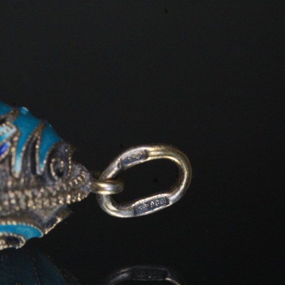 ATQ ART NOUVEAU KOKOSHNIK STERLING SILVER BLUE HUES CLOISONNE RUSSIAN EGG CHARM - Picture 7 of 7